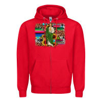 Red san judas leopard cowhide sunflower background Zipper Hoodie - JahusDesignShop