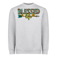 Heather Grey blessed life western Heavyweight Sweatshirt - texasbilliewilder