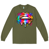 Army Green pride lips Long Sleeve Tee - AdoDesignShop