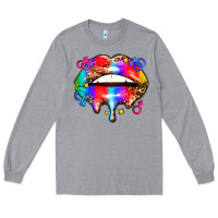 Heather Grey pride lips Long Sleeve Tee - AdoDesignShop