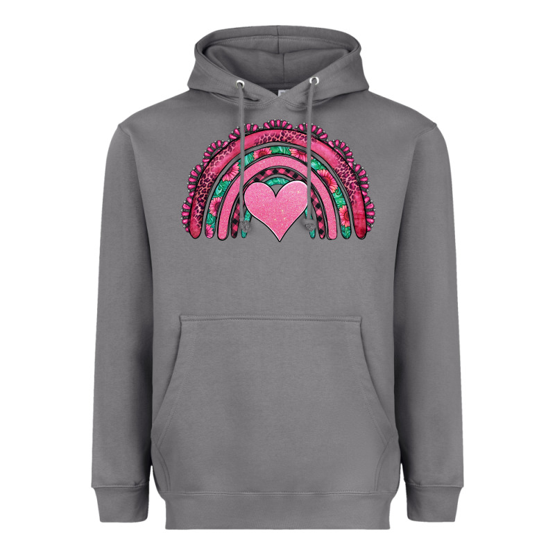 Valentines Day Pink Gemstones Rainbow Heavyweight Hoodie by Jasminsmagicworld | Teevron