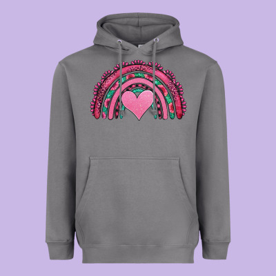 Valentines Day Pink Gemstones Rainbow Heavyweight Hoodie Designed By Jasminsmagicworld