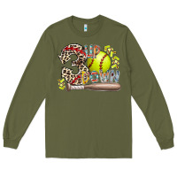 Army Green three up down softball Long Sleeve Tee - RacoonDesign