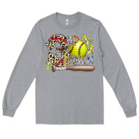 Heather Grey three up down softball Long Sleeve Tee - RacoonDesign