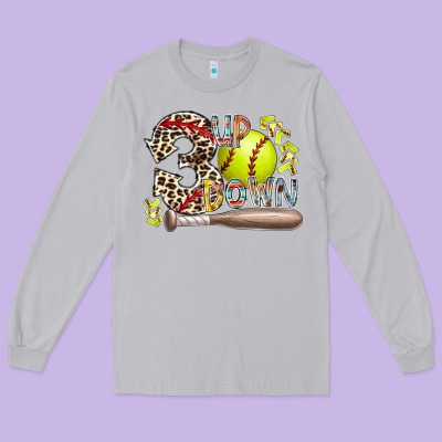 Three Up Down Softball Long Sleeve Tee Designed By Racoondesign