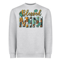 Heather Grey blessed mini with leopard and aztec Heavyweight Sweatshirt - texasbilliewilder