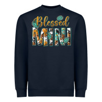 Navy blessed mini with leopard and aztec Heavyweight Sweatshirt - texasbilliewilder