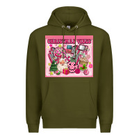 Army Green 3d retro pink christmas vibes Premium Hoodie - MaliasSmallBusiness
