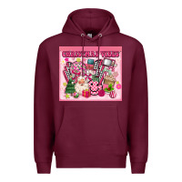 Burgundy 3d retro pink christmas vibes Premium Hoodie - MaliasSmallBusiness