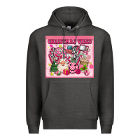 Charcoal Heather 3d retro pink christmas vibes Premium Hoodie - MaliasSmallBusiness