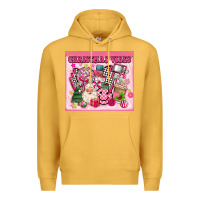 Mustard 3d retro pink christmas vibes Premium Hoodie - MaliasSmallBusiness