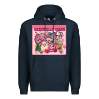 Navy 3d retro pink christmas vibes Premium Hoodie - MaliasSmallBusiness