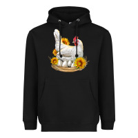 Black Perched Chicken With Sunflowers Heavyweight Hoodie - LillyAllenDesigns