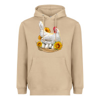 Mushroom Perched Chicken With Sunflowers Heavyweight Hoodie - LillyAllenDesigns