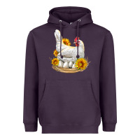Plum Perched Chicken With Sunflowers Heavyweight Hoodie - LillyAllenDesigns
