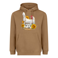 Toasted Coconut Perched Chicken With Sunflowers Heavyweight Hoodie - LillyAllenDesigns