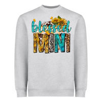 Heather Grey blessed mini with sunflowers Heavyweight Sweatshirt - texasbilliewilder