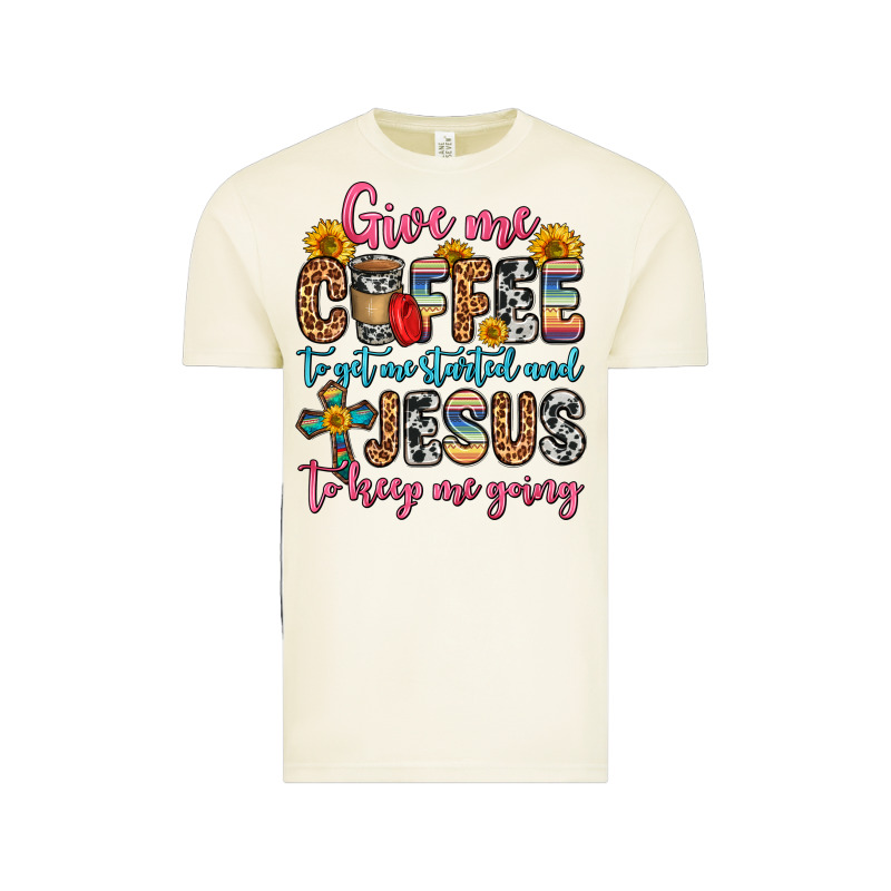 Give Me Coffee To Get Me Started And Jesus To Keep Vintage Tee by Zillion Design Studio | Teevron