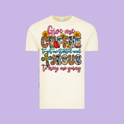Give Me Coffee To Get Me Started And Jesus To Keep Vintage Tee Designed By Zillion Design Studio