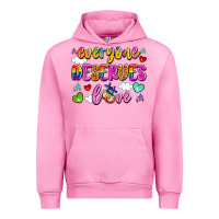 Fuchsia Pink everyone deserves love Urban Hoodie - Artiststas