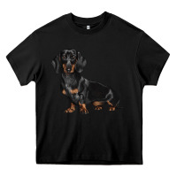 Black Dachshund Dog Illustrations Heavy Core Tee - LillyAllenDesigns