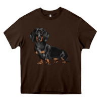 Chocolate Brown Dachshund Dog Illustrations Heavy Core Tee - LillyAllenDesigns