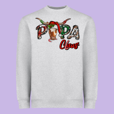 Heavyweight Sweatshirt Papa Claus With Long Horn Western Christmas