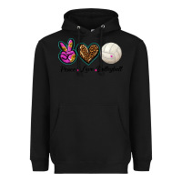 Black peace love volleyball Heavyweight Hoodie - BarkalooDesign