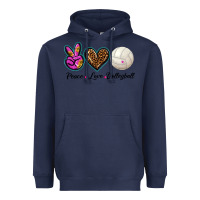 Navy peace love volleyball Heavyweight Hoodie - BarkalooDesign