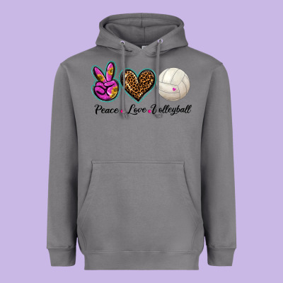 Peace Love Volleyball Heavyweight Hoodie Designed By Barkaloodesign
