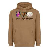 Toasted Coconut peace love volleyball Heavyweight Hoodie - BarkalooDesign