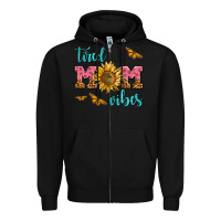 Black tired mom vibes Zipper Hoodie - AdoDesignShop