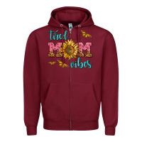 Burgundy tired mom vibes Zipper Hoodie - AdoDesignShop