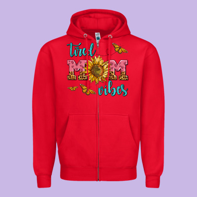 Tired Mom Vibes Zipper Hoodie Designed By Adodesignshop