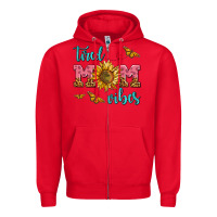 Red tired mom vibes Zipper Hoodie - AdoDesignShop
