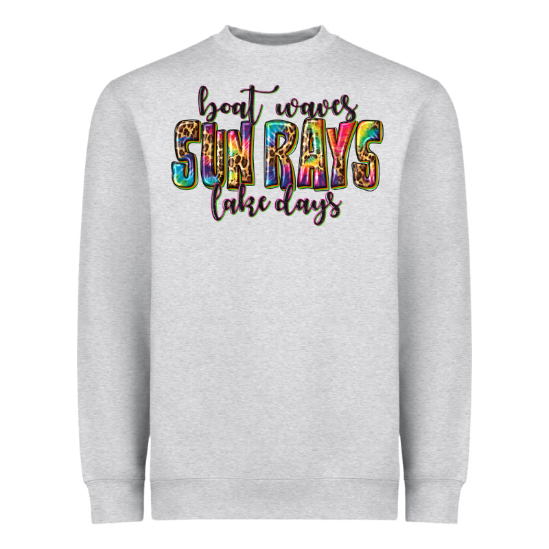 Boat Waves Sun Rays Lake Days Heavyweight Sweatshirt by texasbilliewilder | Teevron