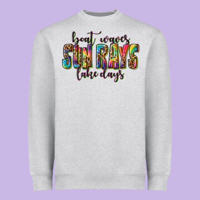 Heavyweight Sweatshirt boat waves sun rays lake days