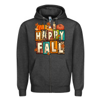Charcoal Heather happy fall Zipper Hoodie - Artiststas
