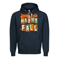 Navy happy fall Zipper Hoodie - Artiststas