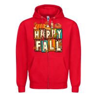 Red happy fall Zipper Hoodie - Artiststas