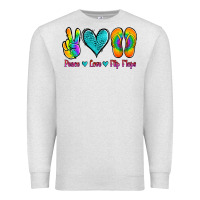 Oatmeal Heather peace love flips flops Premium Sweatshirt - Jasminsmagicworld