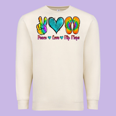 Peace Love Flips Flops Premium Sweatshirt Designed By Jasminsmagicworld