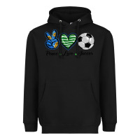 Black peace love soccer Heavyweight Hoodie - BarkalooDesign