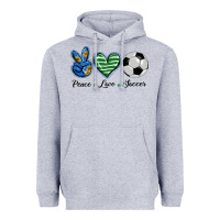 Heather Grey peace love soccer Heavyweight Hoodie - BarkalooDesign