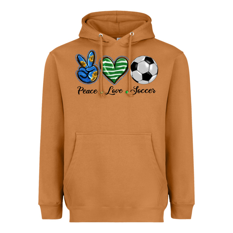 Peace Love Soccer Heavyweight Hoodie by BarkalooDesign | Teevron