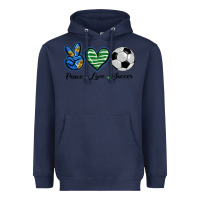 Navy peace love soccer Heavyweight Hoodie - BarkalooDesign