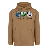 Toasted Coconut peace love soccer Heavyweight Hoodie - BarkalooDesign