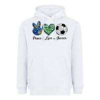 White peace love soccer Heavyweight Hoodie - BarkalooDesign