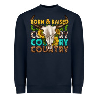 Navy born and raised country western Heavyweight Sweatshirt - texasbilliewilder