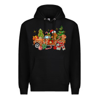 Black christmas gingerbread truck Premium Hoodie - MaliasSmallBusiness